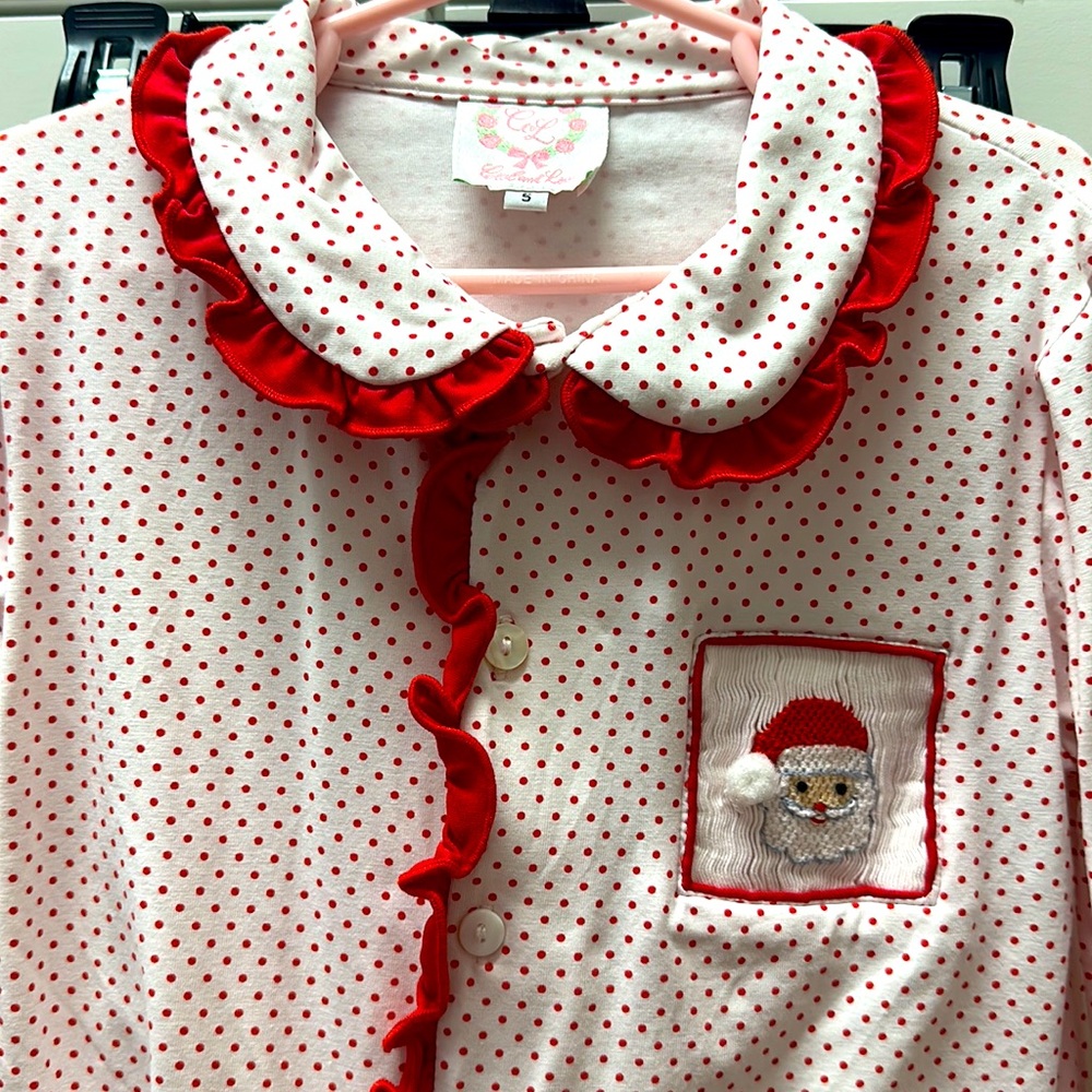 Cecil and Lou Vintage Red polka dot Christmas pajamas- GUC, size 5